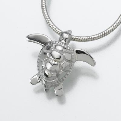 14K white gold sea turtle cremation pendant necklace